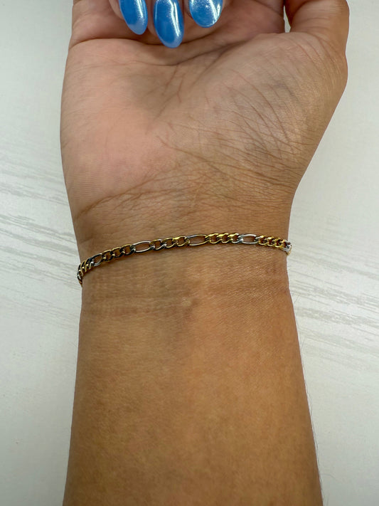 Mixed Metal Figaro Chain