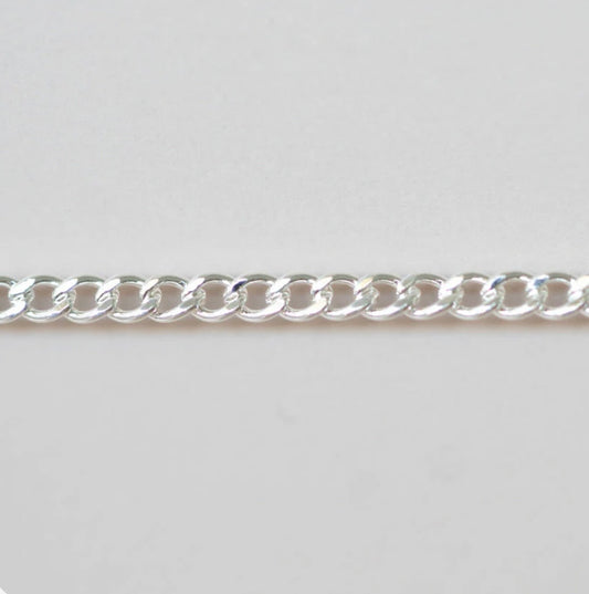 Silver Flat Curb Chain