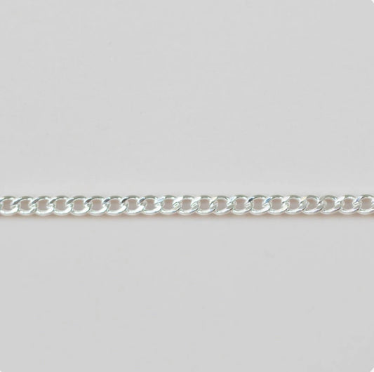Silver Flat Curb Chain