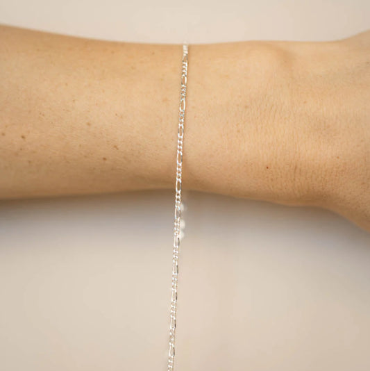 Silver Flattened Figaro Chain