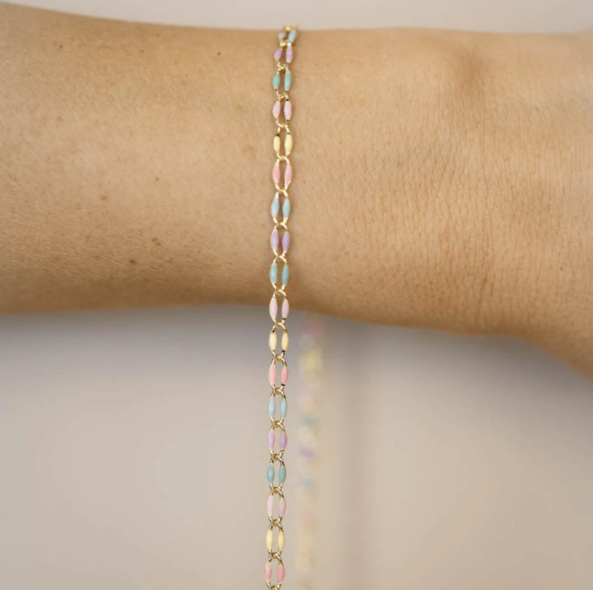 Gold Enamel Chain with Pastel