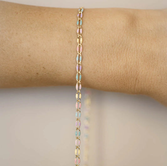 Gold Enamel Chain with Pastel