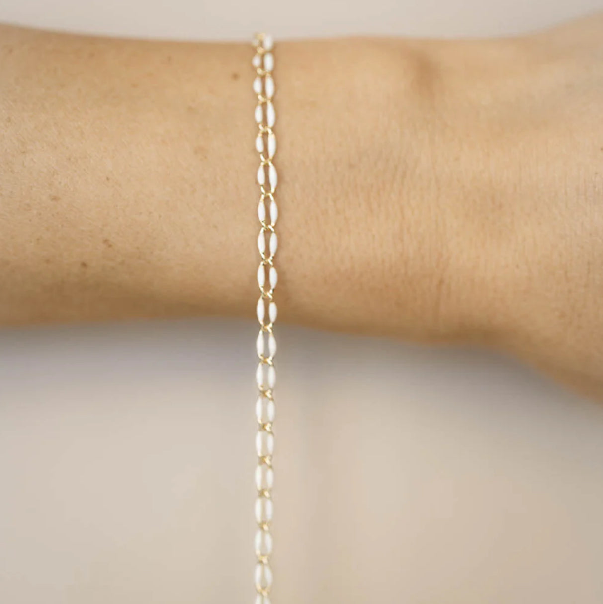 Gold Enamel Chain with White