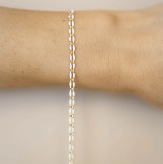 Gold Enamel Chain with White