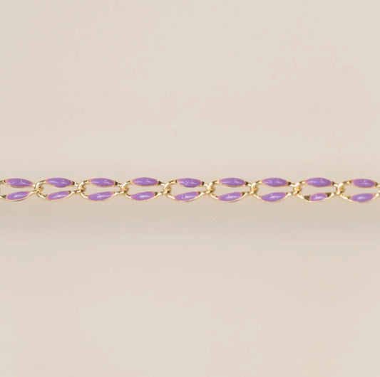 Gold Enamel Chain with Purple