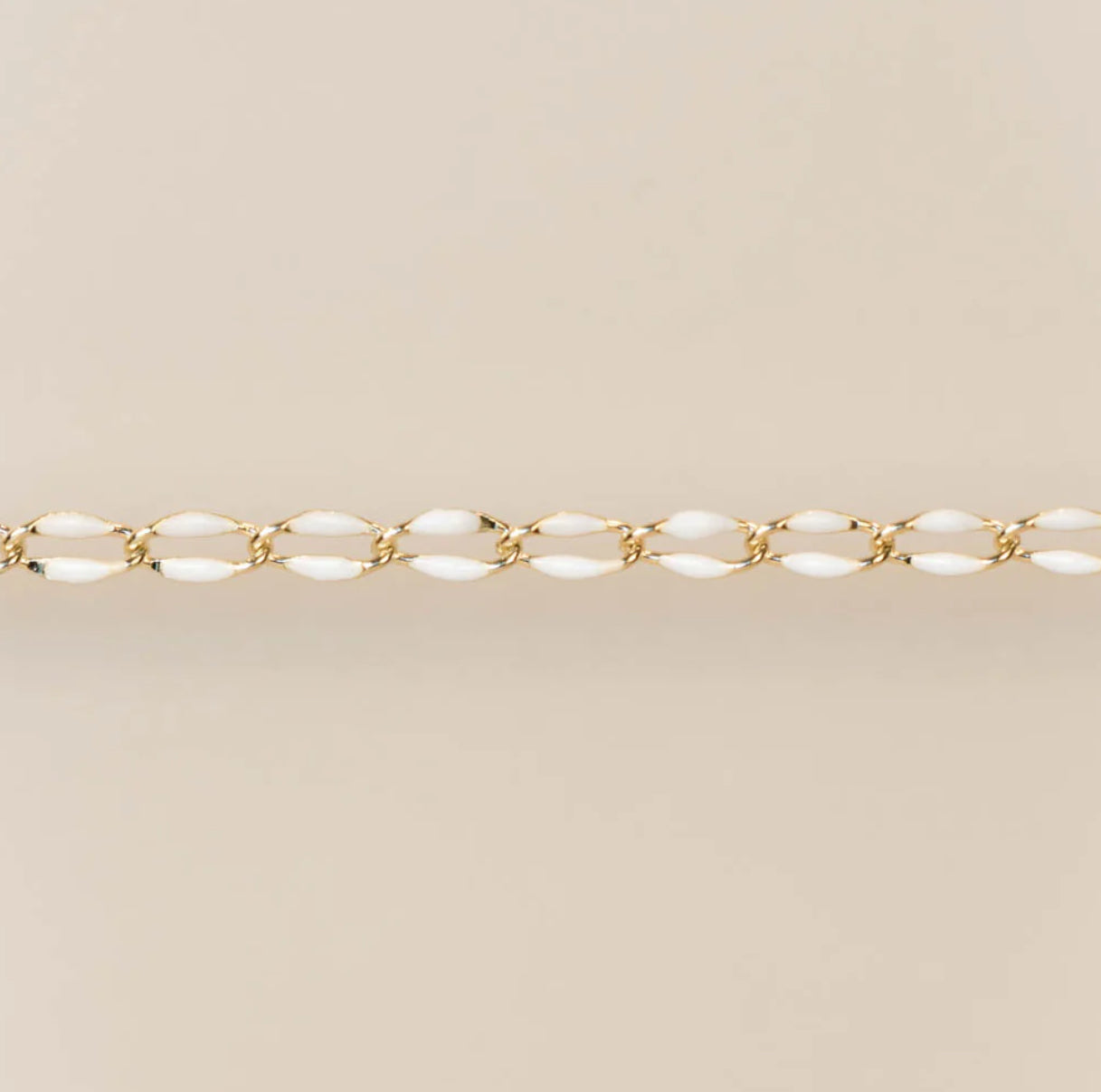 Gold Enamel Chain with White