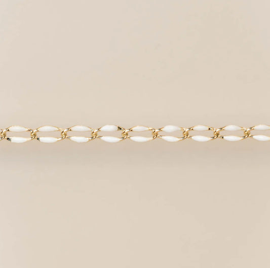Gold Enamel Chain with White