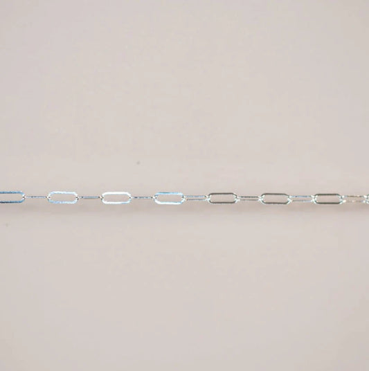 Silver Flattened Paperclip Chain
