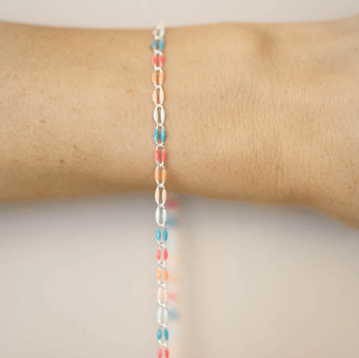 Silver Enamel Chain - Multicolored