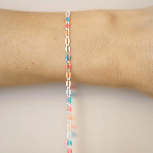 Silver Enamel Chain - Multicolored