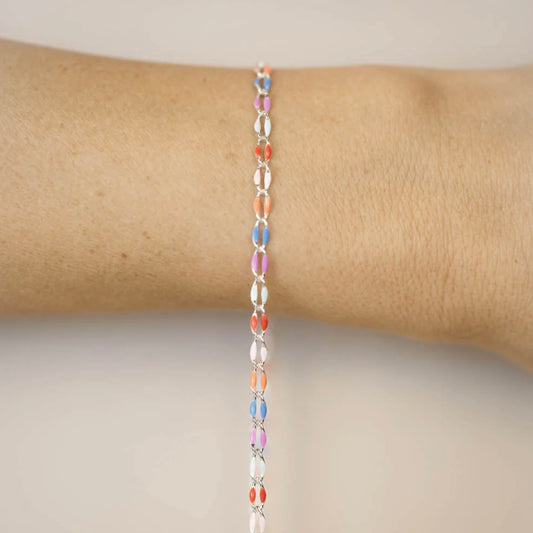 Silver Enamel Chain - Multicolored
