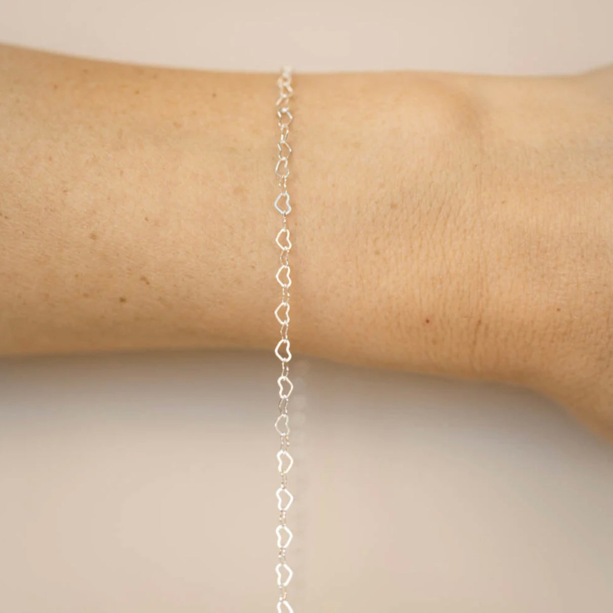 Silver Flat Heart Chain