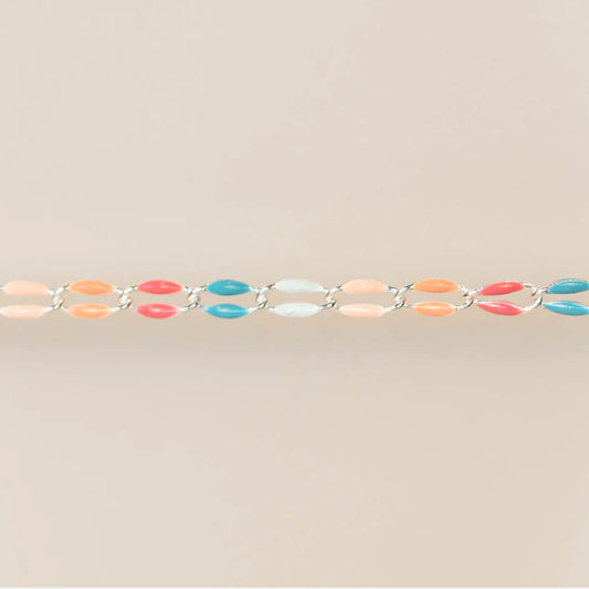 Silver Enamel Chain - Multicolored