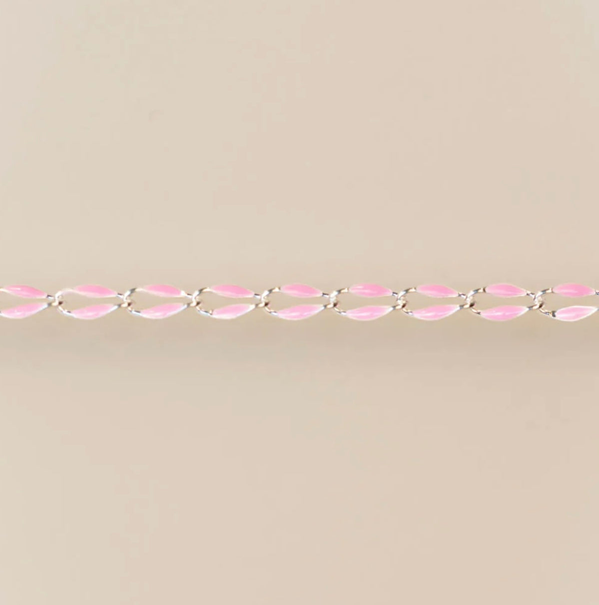 Silver Enamel Chain with Pink