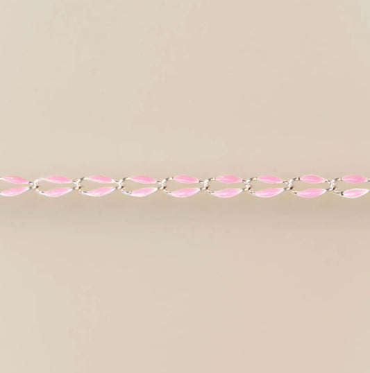 Silver Enamel Chain with Pink