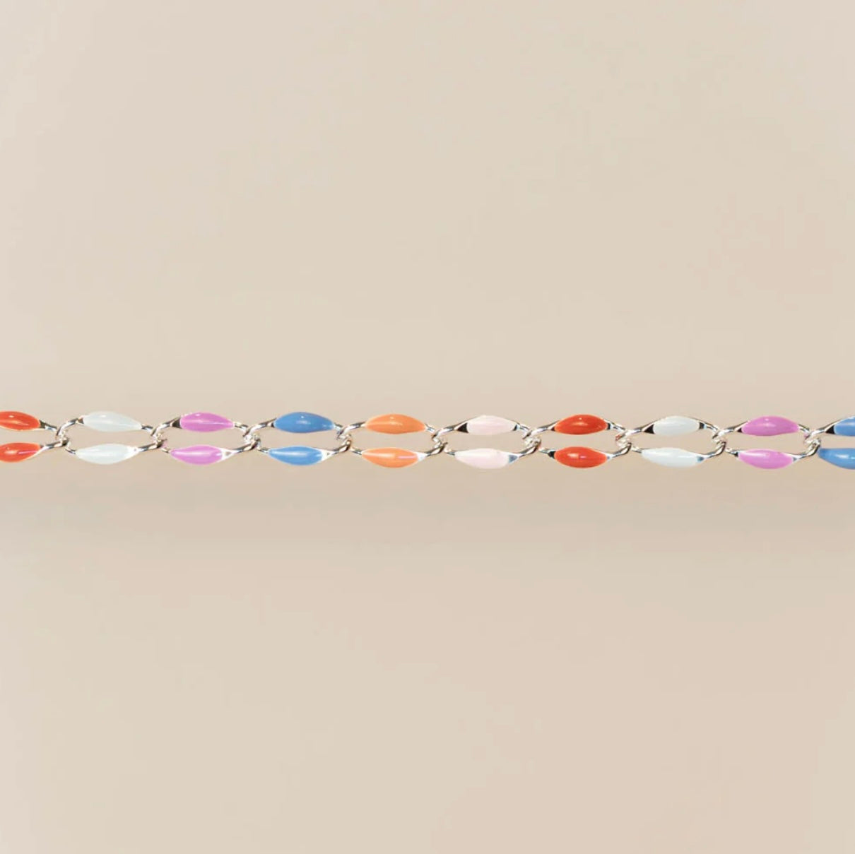 Silver Enamel Chain - Multicolored