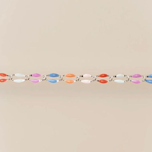 Silver Enamel Chain - Multicolored
