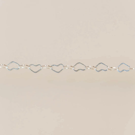 Silver Flat Heart Chain