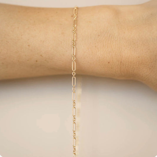 Silver Triple Linked Paperclip Hammered Chain