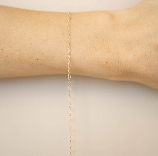 Gold Textured Diamond Triple Link Chain