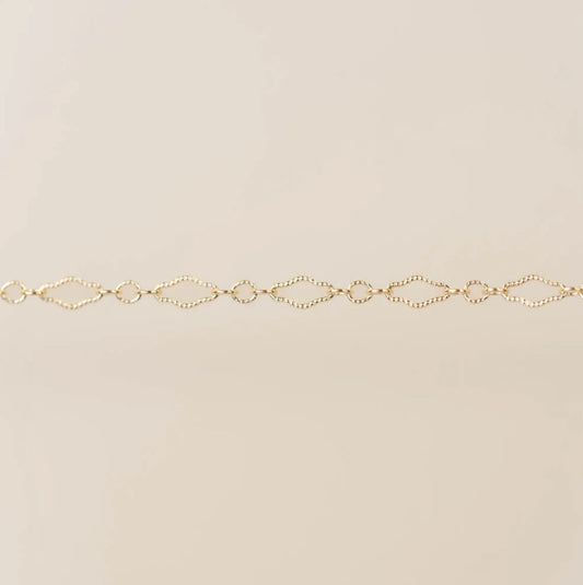 Gold Textured Diamond Triple Link Chain